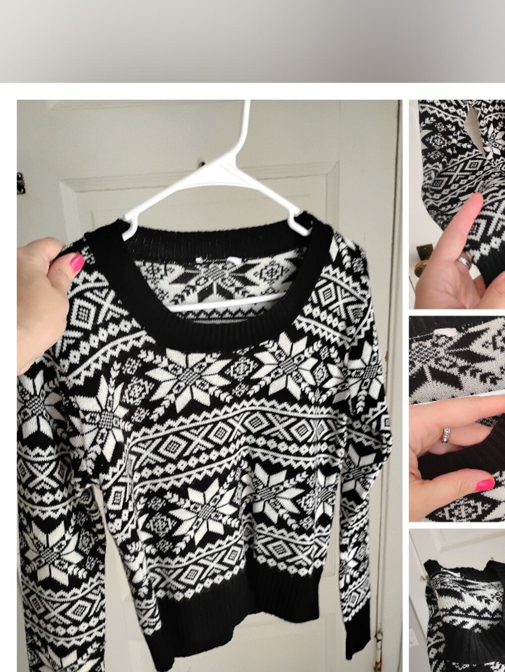 Classic knit skiing print snowflake sweater